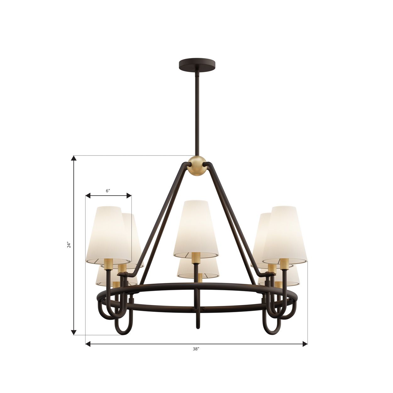 Minka Lavery Bellforge 8-Light 37-in Brass and Bronze Pendant with Shades
