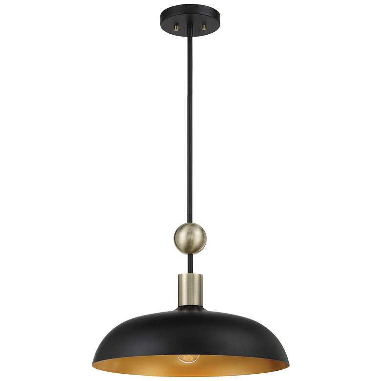 Image 1 Minka-Lavery Biloxi 1-Light Coal and Antique Brass Pendant