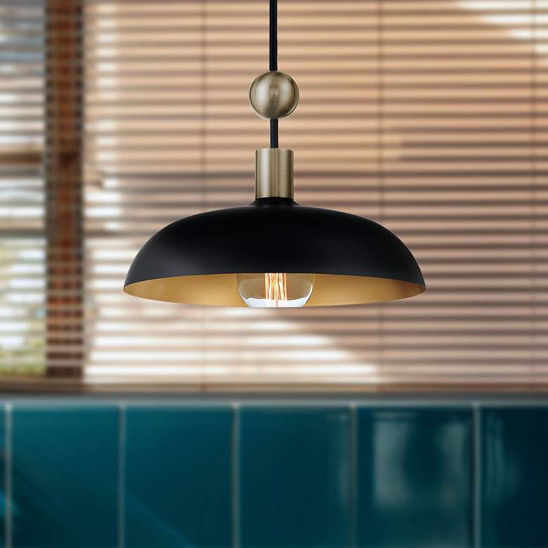 Image 1 Minka-Lavery Biloxi 1-Light Coal and Antique Brass Pendant