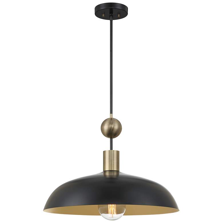 Image 1 Minka-Lavery Biloxi 1-Light Coal and Antique Brass Pendant