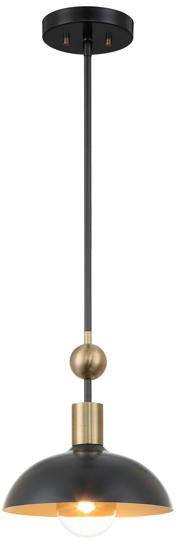 Image 2 Minka-Lavery Biloxi 1-Light Coal Black and Antique Brass Pendant