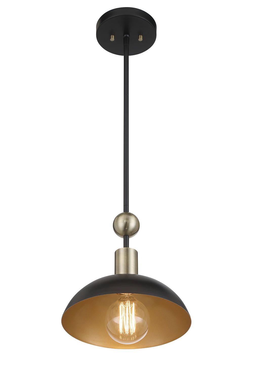Image 5 Minka-Lavery Biloxi 1-Light Coal Black and Antique Brass Pendant more views