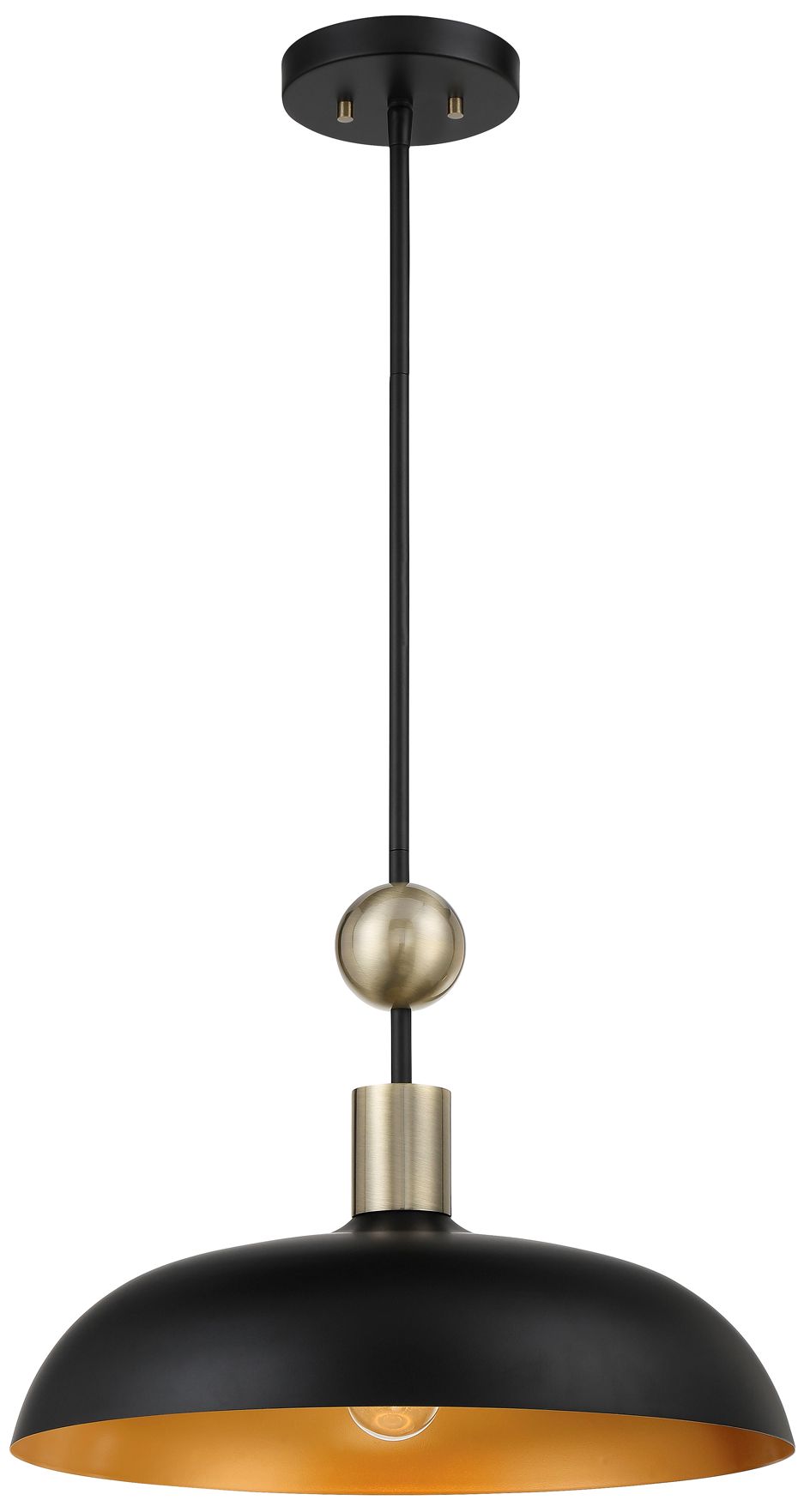 Minka-Lavery Biloxi 1-Light Coal Black and Antique Brass Pendant