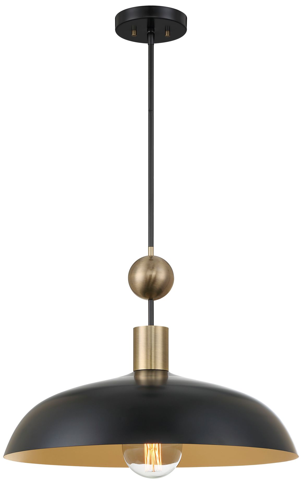 Image 2 Minka-Lavery Biloxi 1-Light Coal Black and Antique Brass Pendant