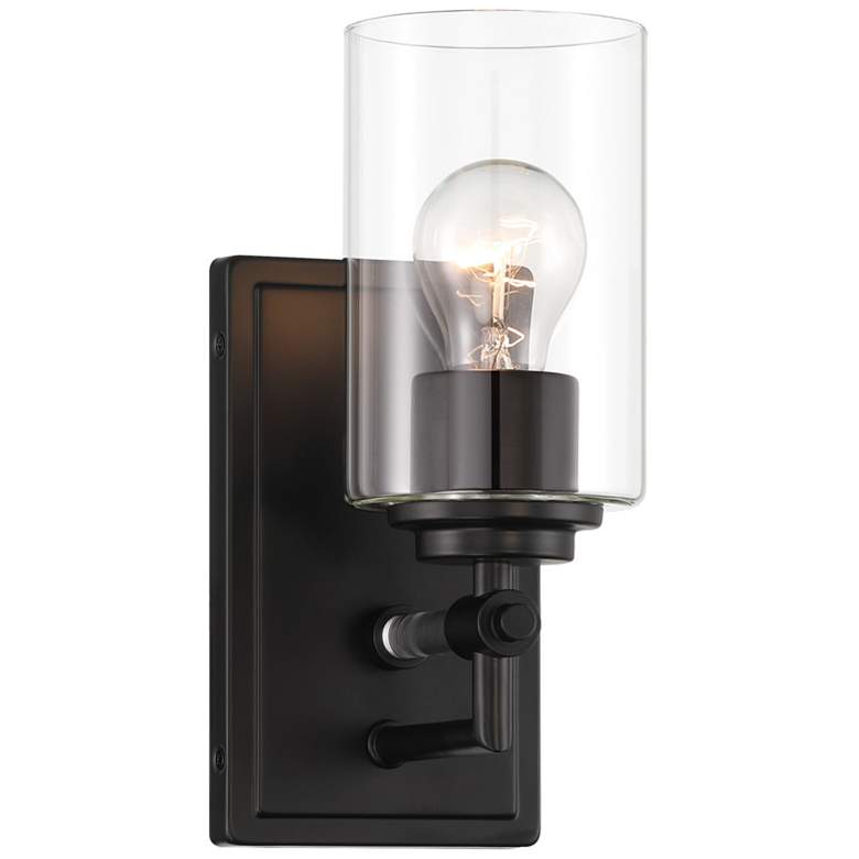Image 1 Minka Lavery Binsly 1-Light 4.5-in Black Vanity with Clear Glass Shades
