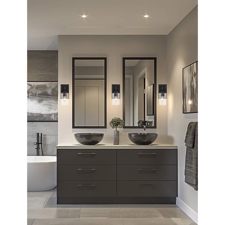 Image 6 Minka Lavery Binsly 1-Light 4.5-in Black Vanity with Clear Glass Shades more views
