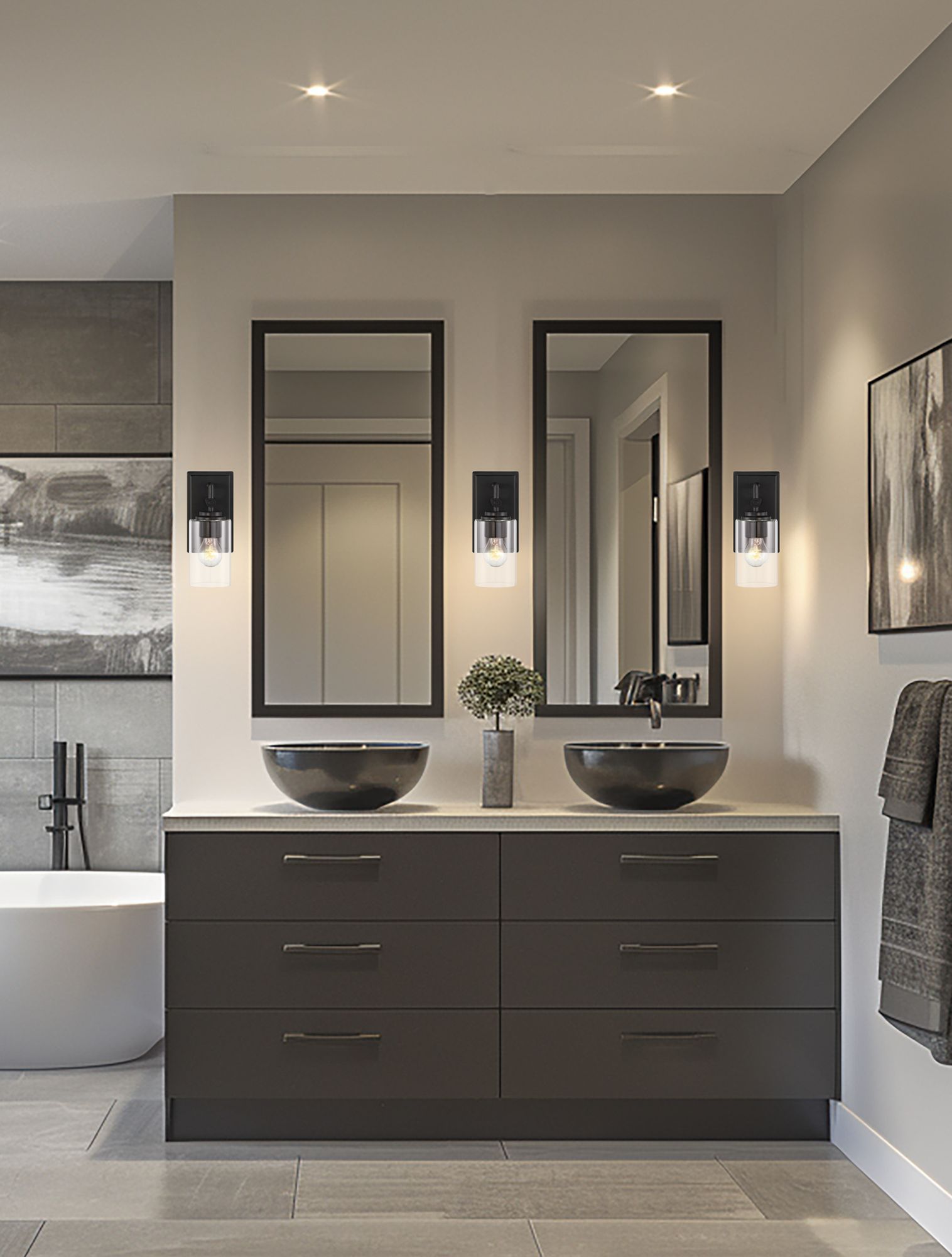 Image 7 Minka Lavery Binsly 1-Light 4.5-in Black Vanity with Clear Glass Shades more views