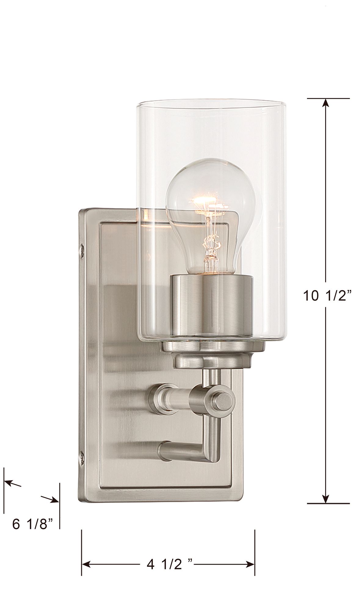 Minka-Lavery Binsly 1-Lt 4.5-in Bath Sconce Brushed Nickel with Clear Glass