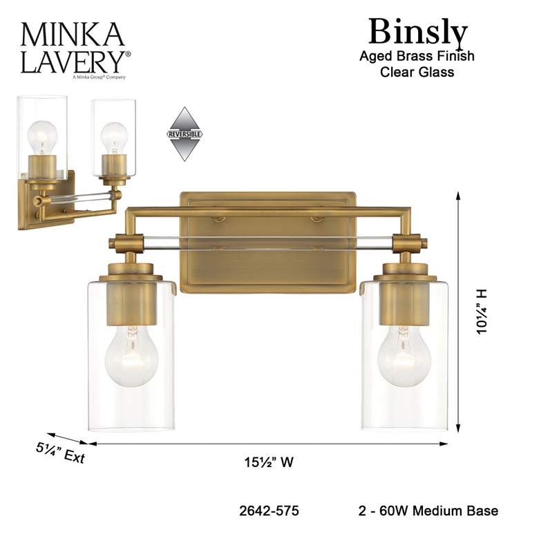Image 6 Minka-Lavery Binsly 2-Light Aged Brass Bath Vanity more views