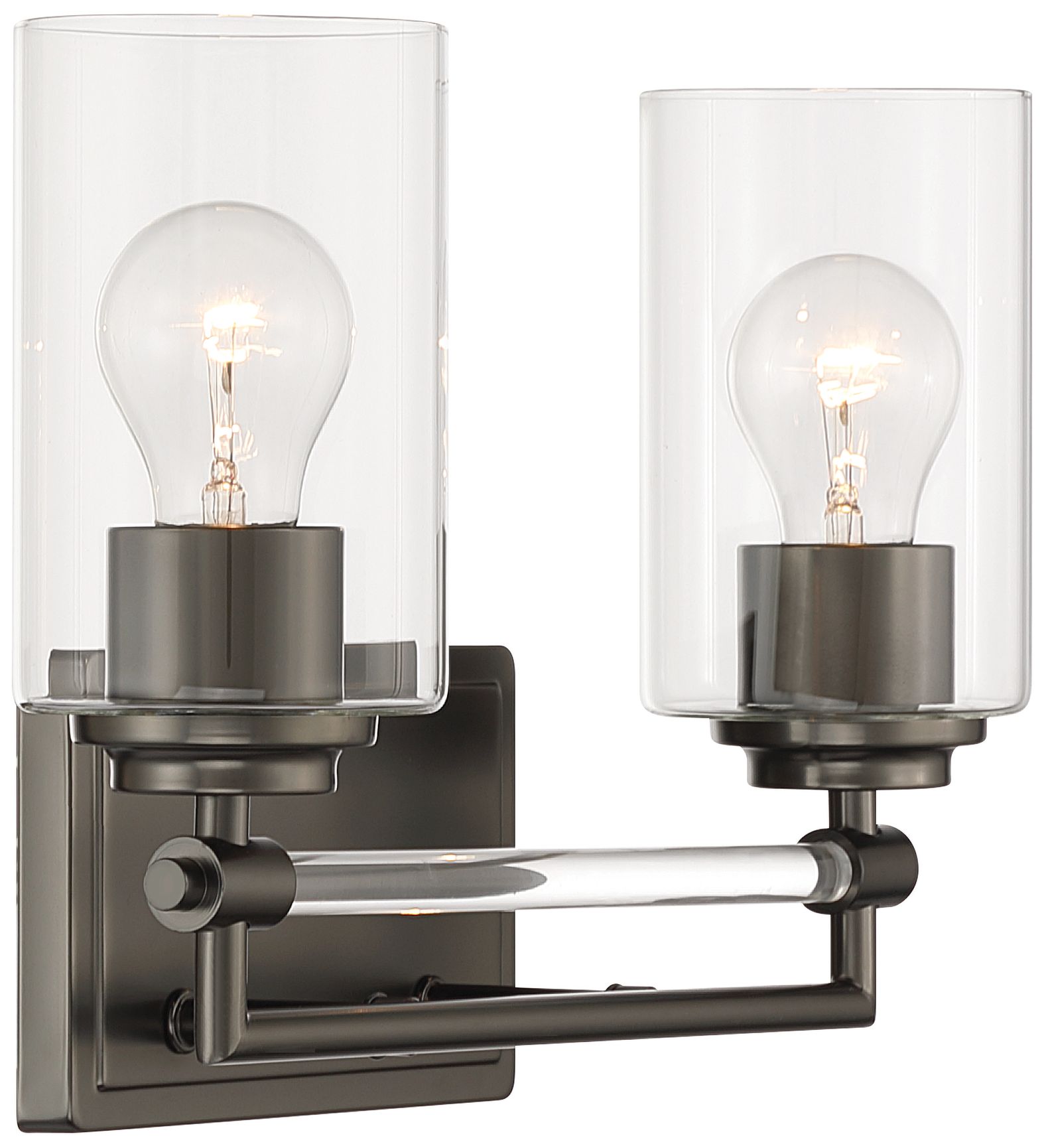 Image 5 Minka-Lavery Binsly 2-Lt 15.73-in Vanity  Rustic Gun Metal with Clear Glass more views