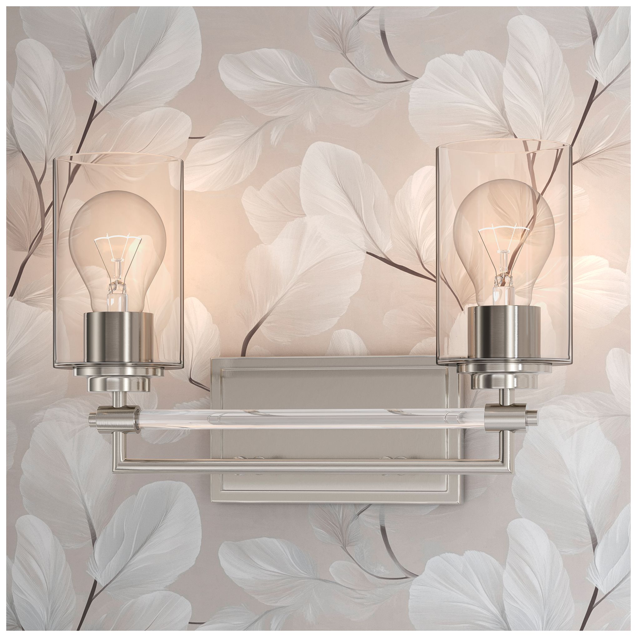 Thumbnail2 of Minka-Lavery Binsly 2-Lt 15.75-in Vanity - Brushed Nickel with Clear Glass more views