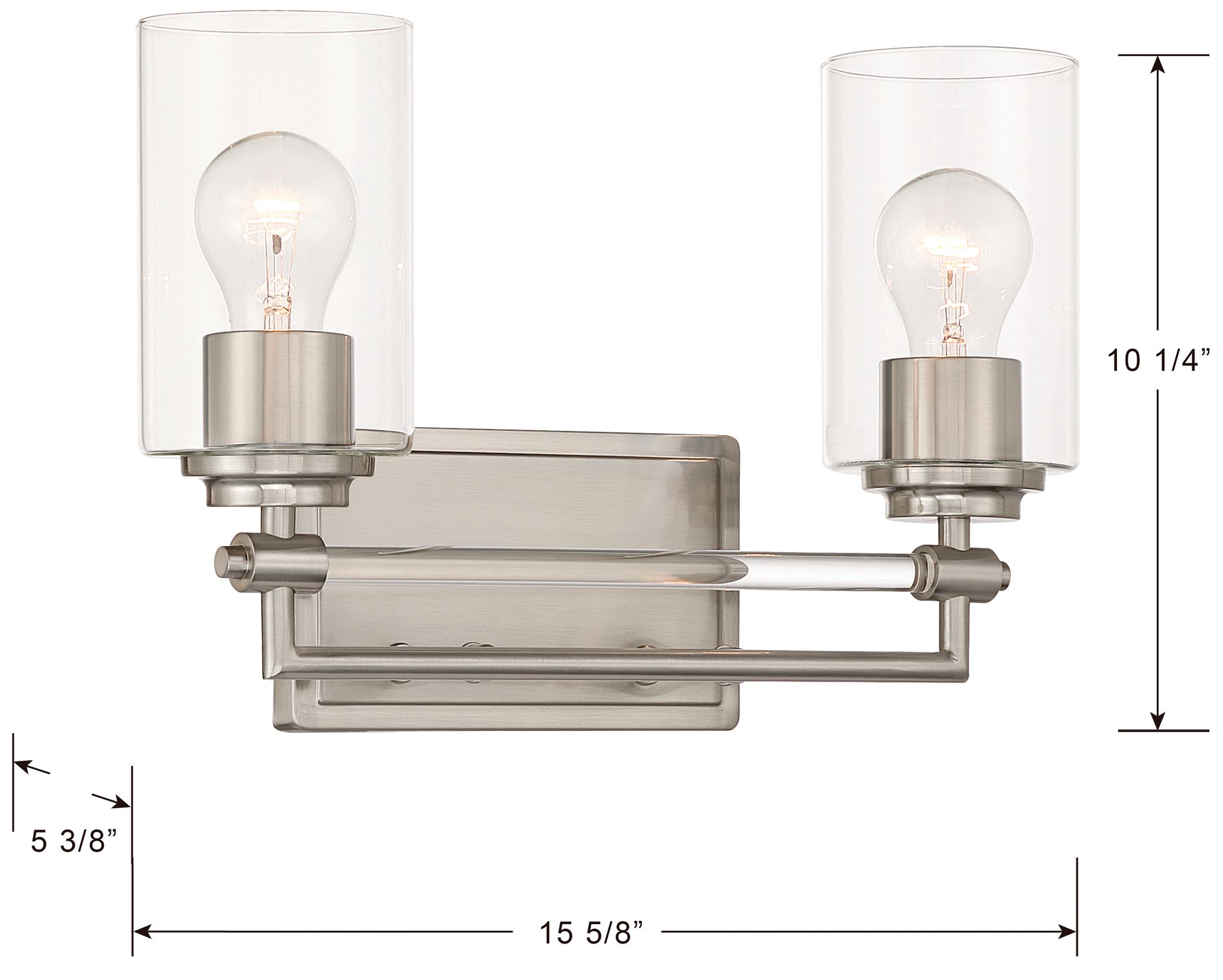 Minka-Lavery Binsly 2-Lt 15.75-in Vanity - Brushed Nickel with Clear Glass