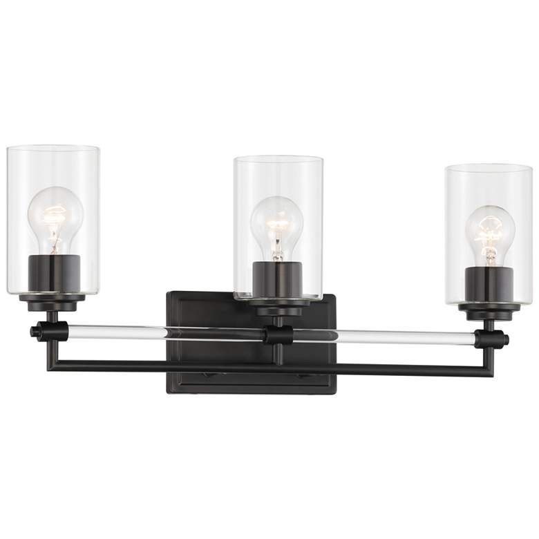 Image 1 Minka Lavery Binsly 3-Light 24-in Black Vanity with Clear Glass Shades