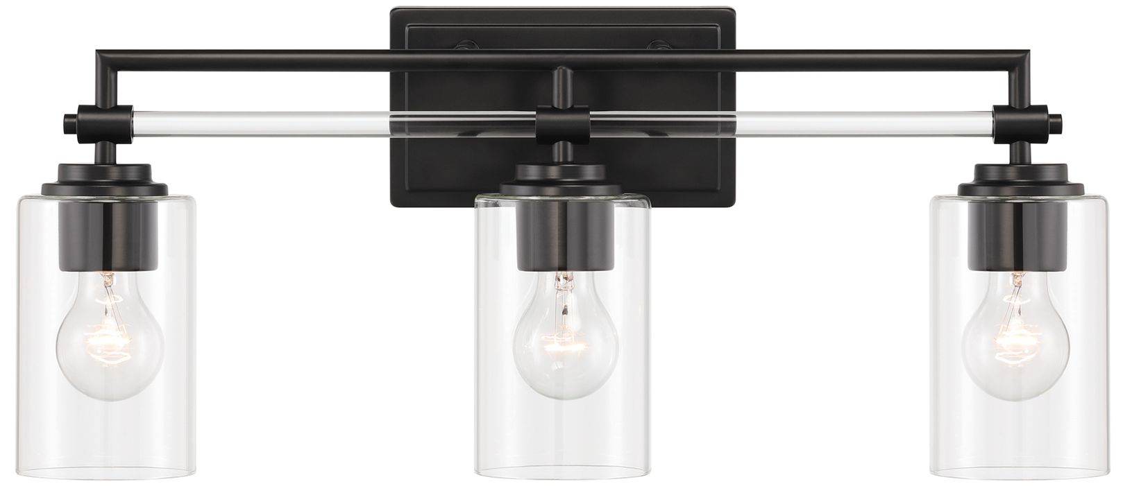 Image 2 Minka Lavery Binsly 3-Light 24-in Black Vanity with Clear Glass Shades more views