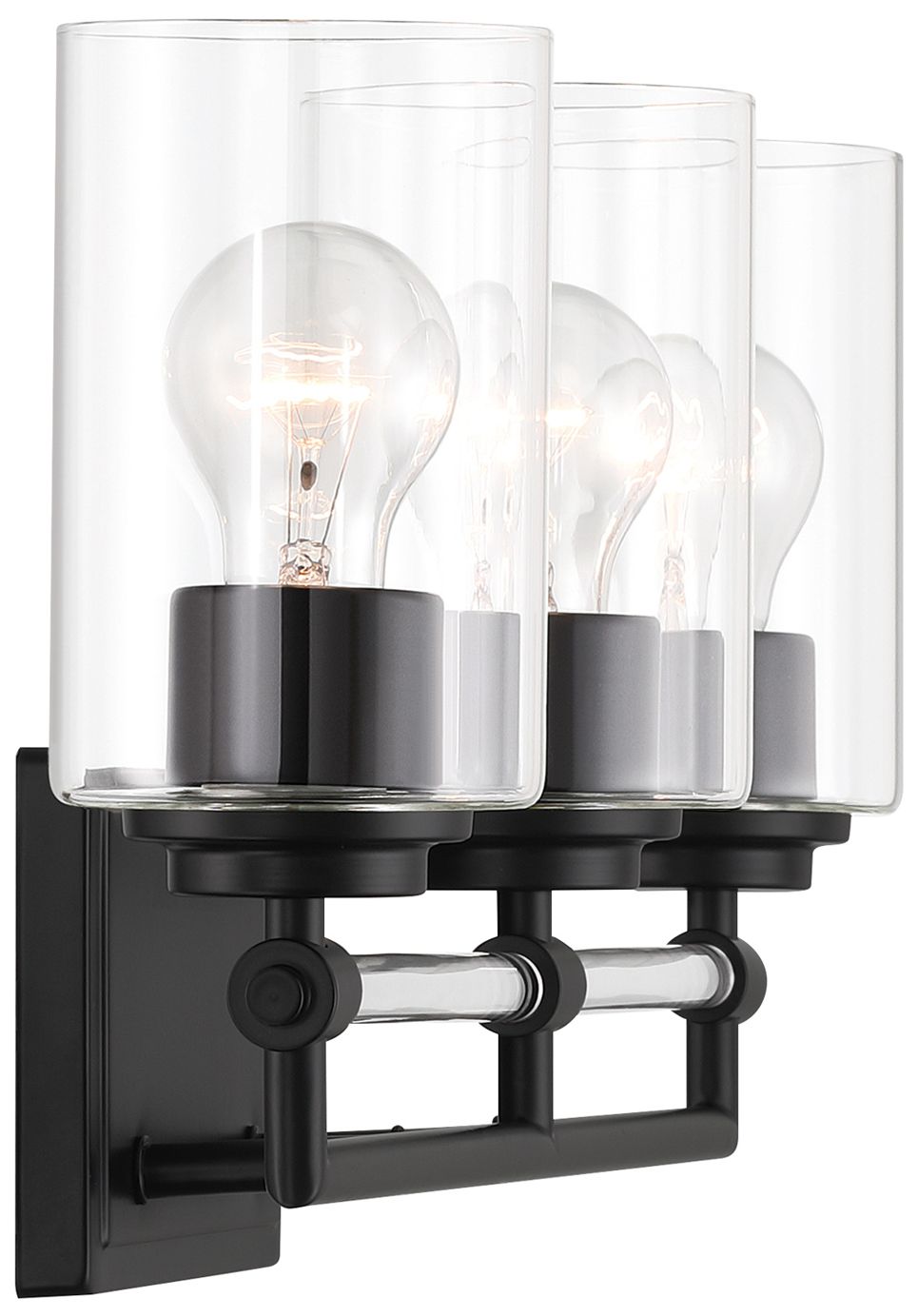 Image 4 Minka Lavery Binsly 3-Light 24-in Black Vanity with Clear Glass Shades more views