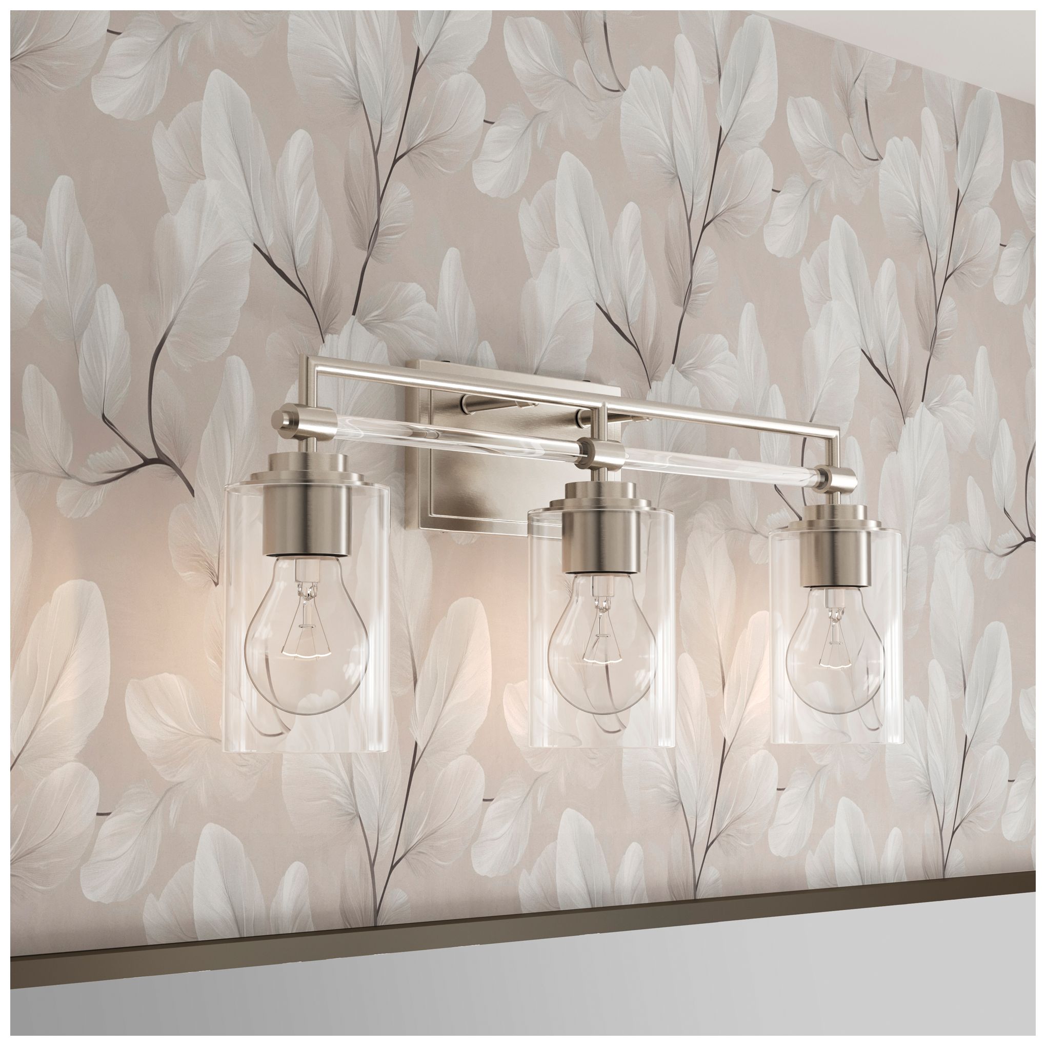 Thumbnail2 of Minka-Lavery Binsly 3-Light 24-in Vanity - Brushed Nickel with Clear Glass more views