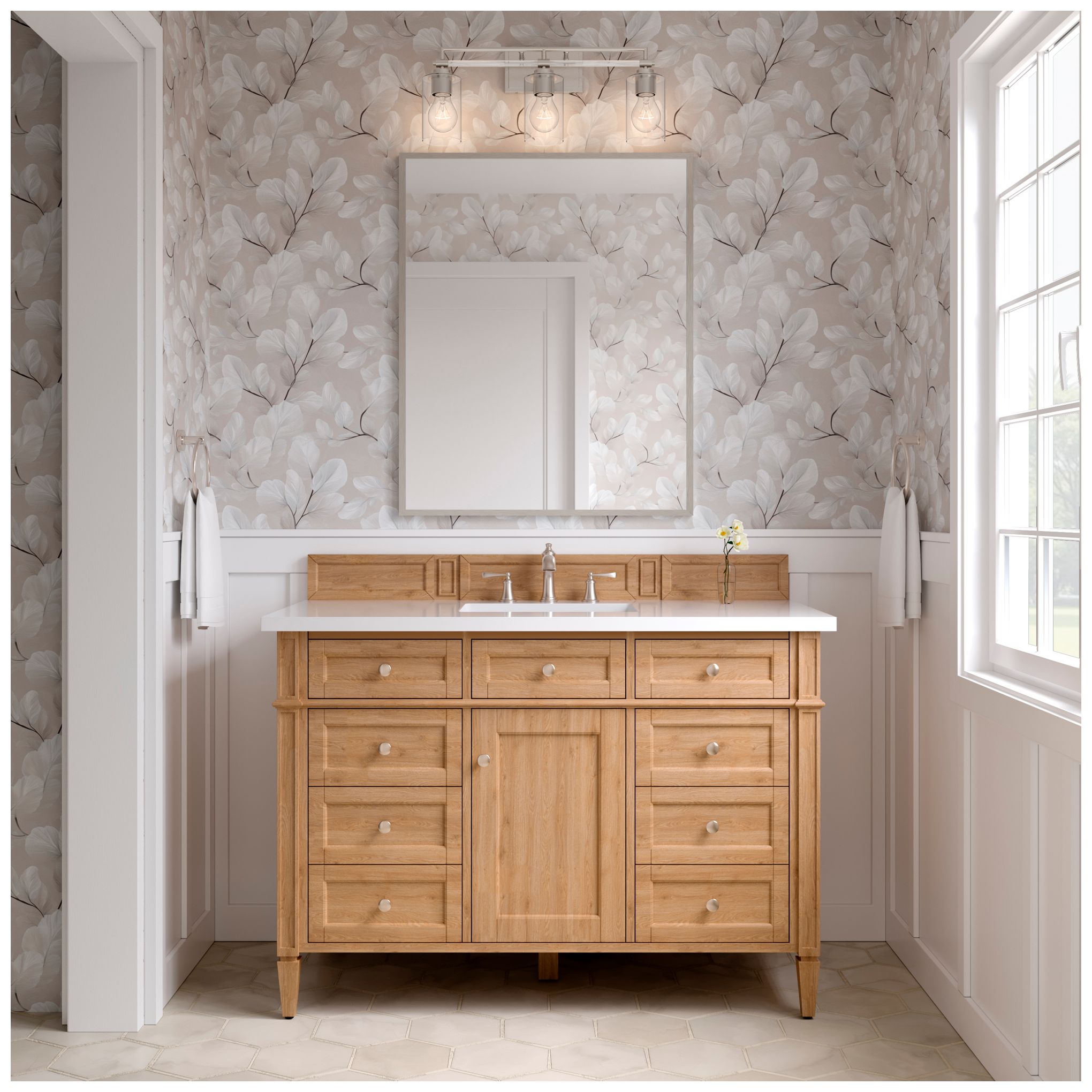 Thumbnail4 of Minka-Lavery Binsly 3-Light 24-in Vanity - Brushed Nickel with Clear Glass more views
