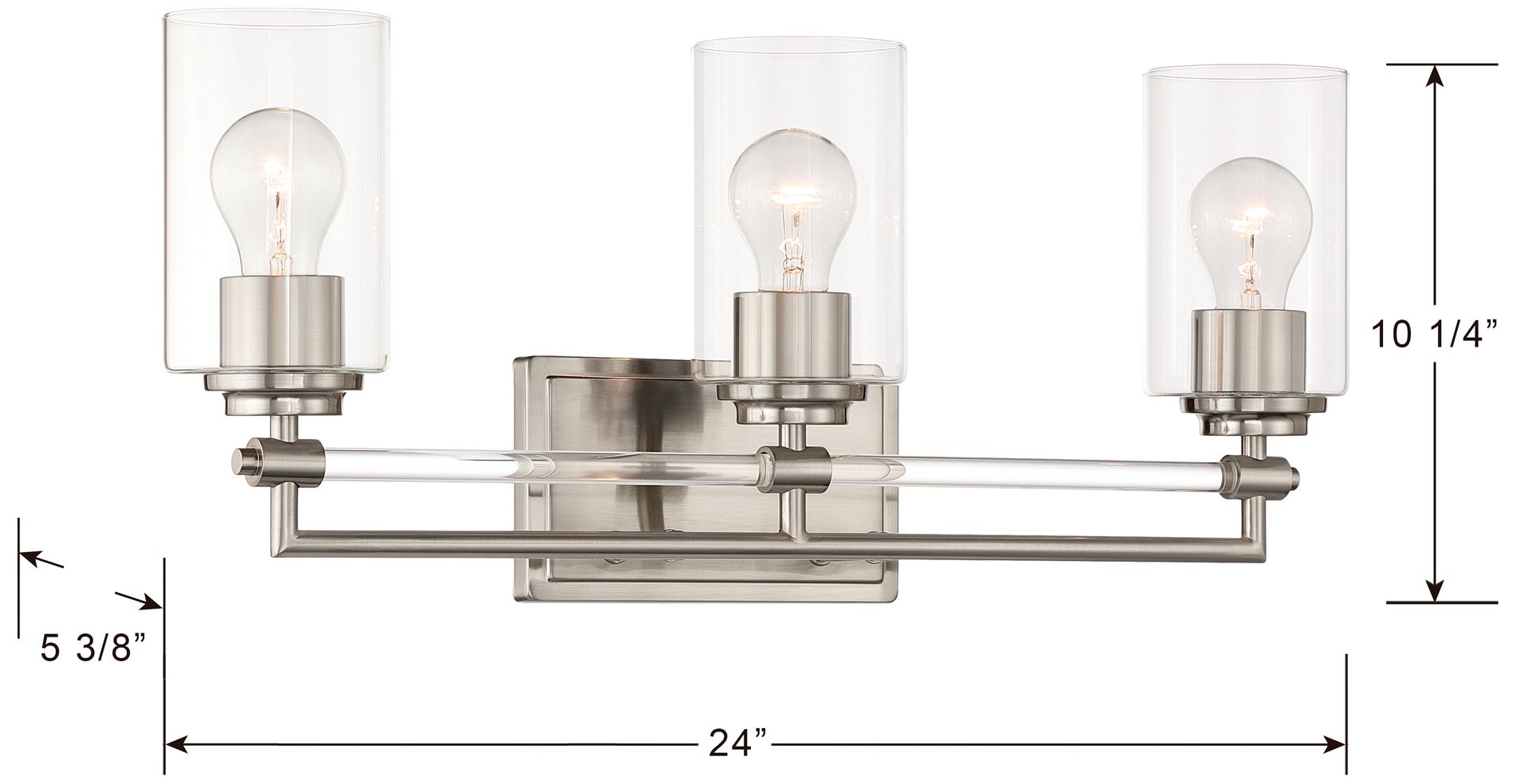 Minka-Lavery Binsly 3-Light 24-in Vanity - Brushed Nickel with Clear Glass