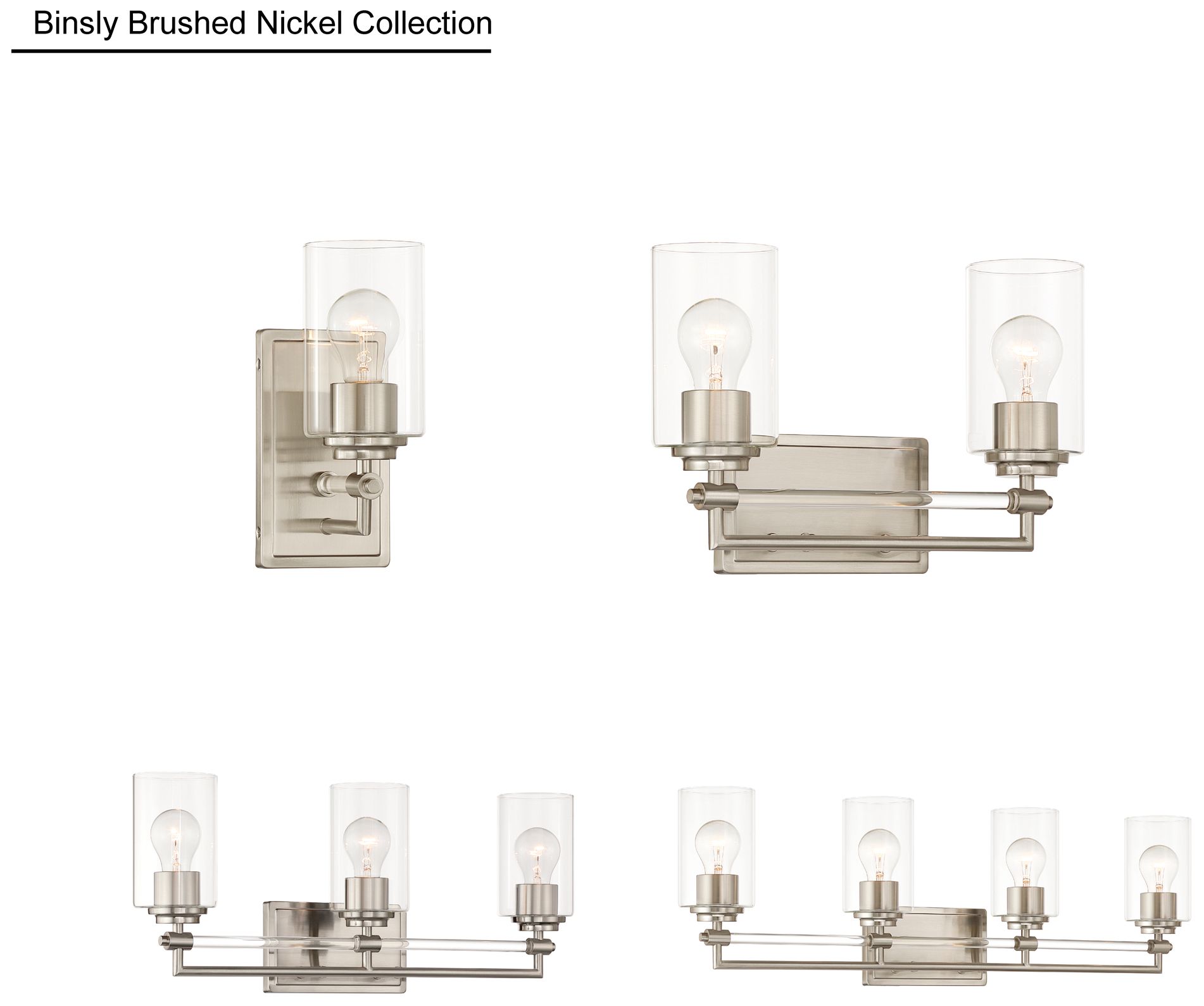 Minka-Lavery Binsly 3-Light 24-in Vanity - Brushed Nickel with Clear Glass