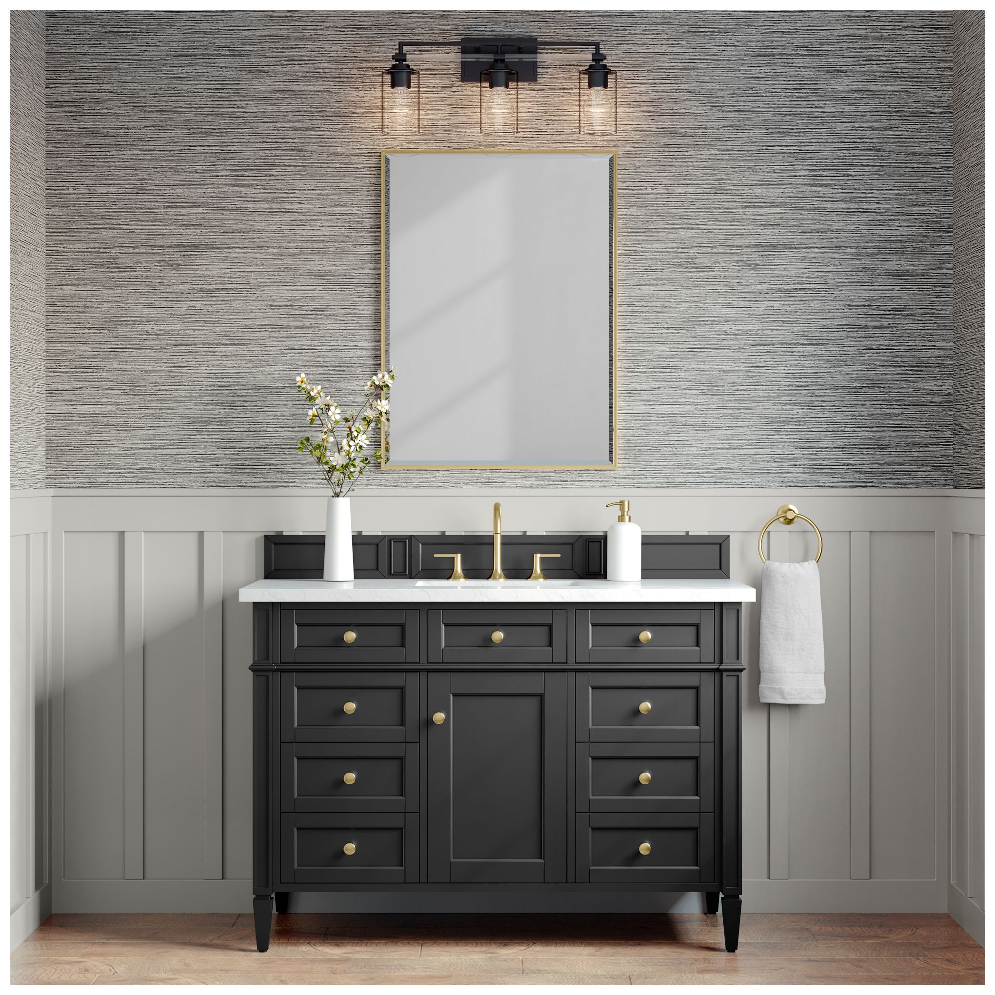 Thumbnail4 of Minka-Lavery Binsly 3-Lt 24-in Vanity - Rustic Gun Metal with Clear Glass more views