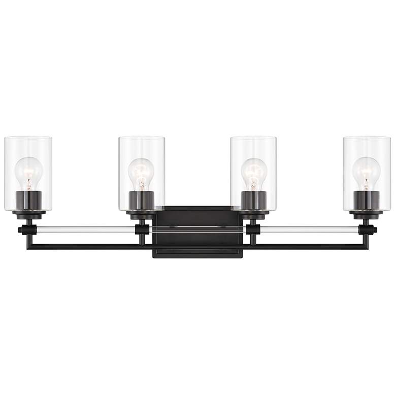Image 1 Minka Lavery Binsly 4-Light 32-in Black Vanity with Clear Glass Shades
