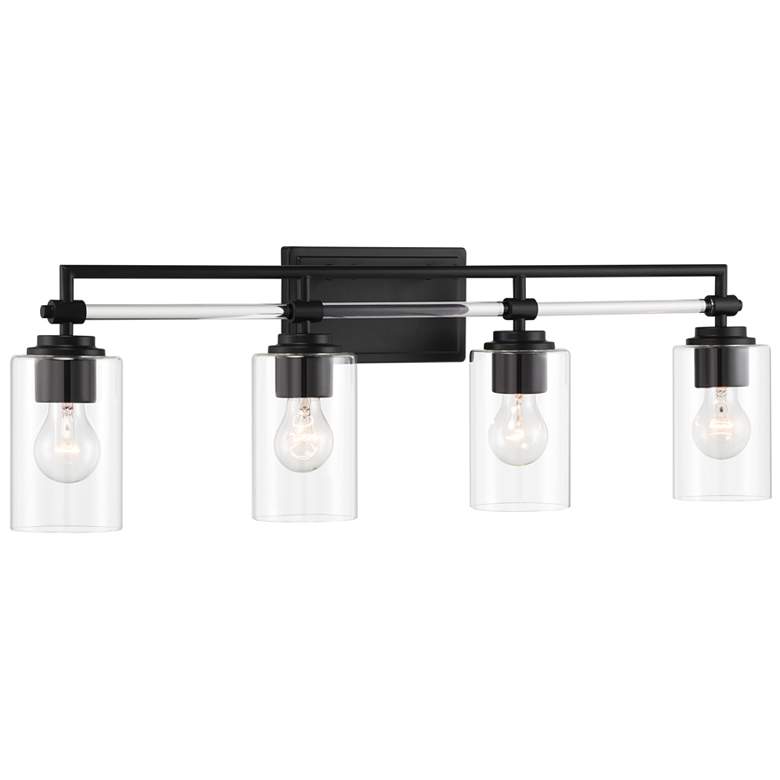 Image 4 Minka Lavery Binsly 4-Light 32-in Black Vanity with Clear Glass Shades more views