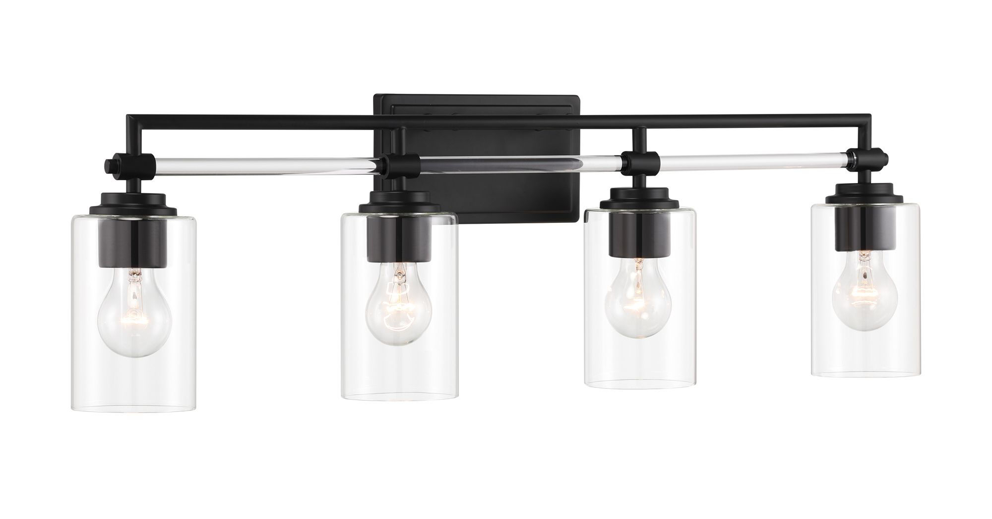 Minka Lavery Binsly 4-Light 32-in Black Vanity with Clear Glass Shades
