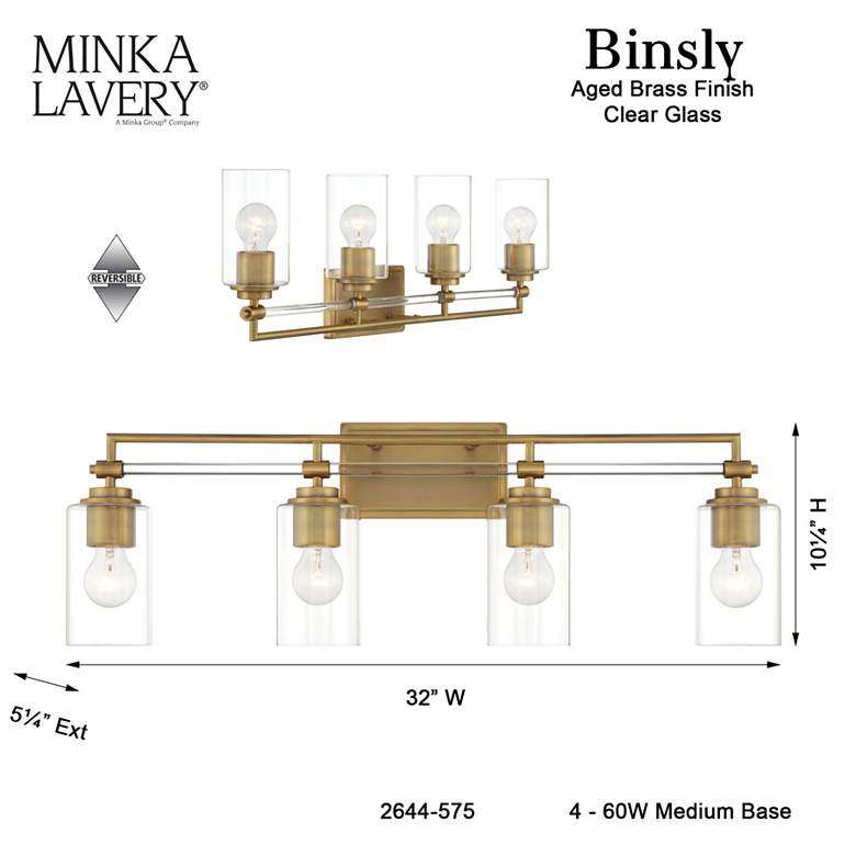 Image 7 Minka-Lavery Binsly 4-Light Aged Brass Bath Vanity more views