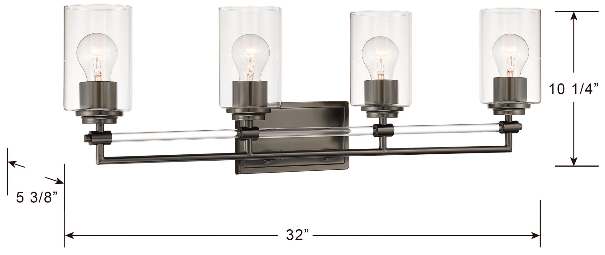 Minka-Lavery Binsly 4-Lt 32-in Vanity - Brushed Nickel with Clear Glass
