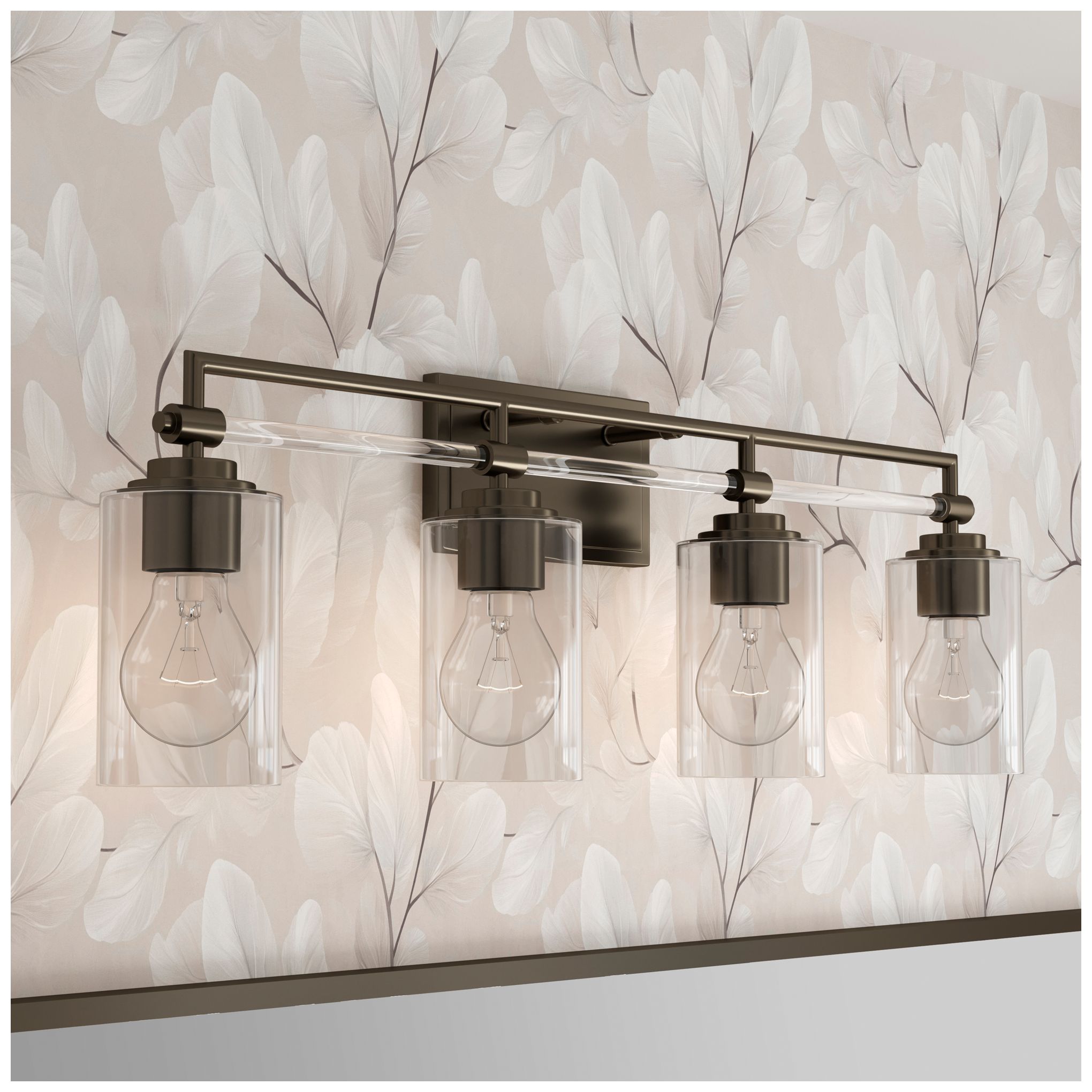 Thumbnail2 of Minka-Lavery Binsly 4-Lt 32-in Vanity - Rustic Gun Metal with Clear Glass more views