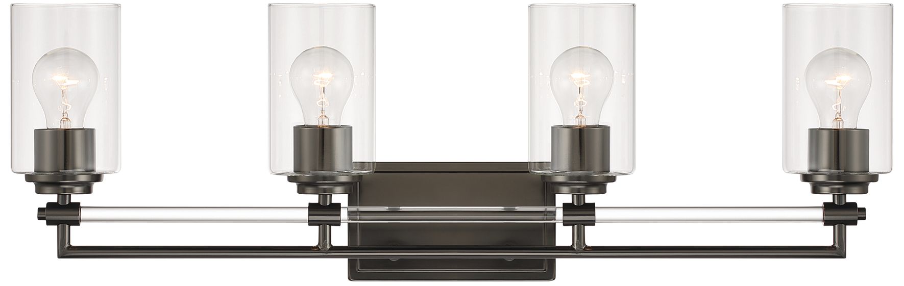 Minka-Lavery Binsly 4-Lt 32-in Vanity - Rustic Gun Metal with Clear Glass