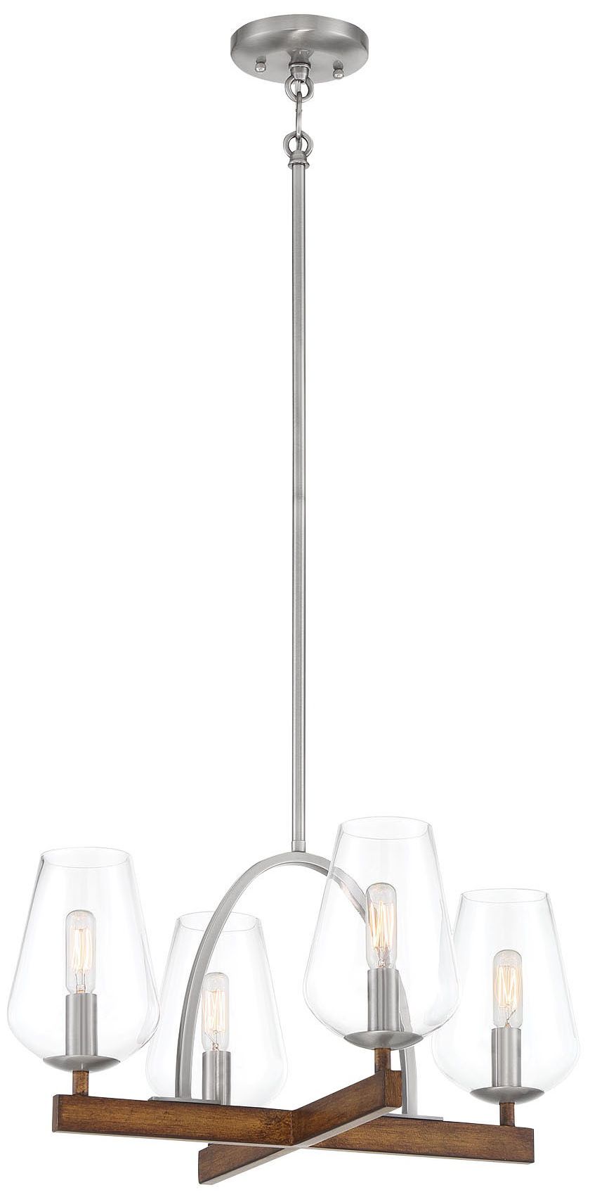 Image 2 Minka-Lavery Birnamwood 4-Light Koa and Pewter Chandelier to Semi-Flush