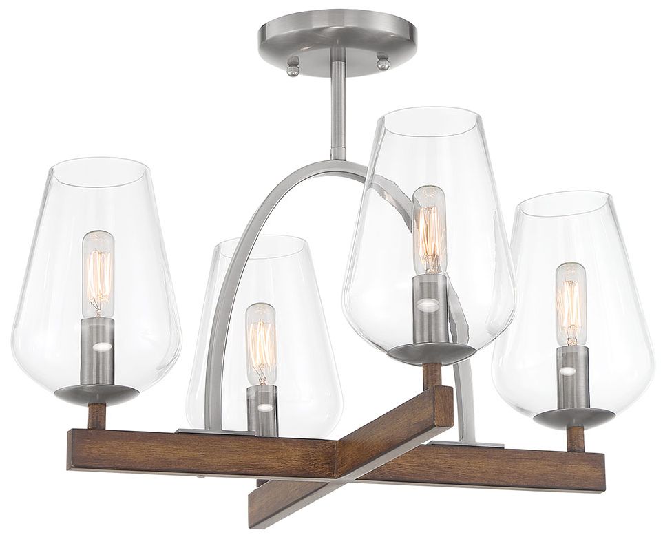 Image 3 Minka-Lavery Birnamwood 4-Light Koa and Pewter Chandelier to Semi-Flush more views