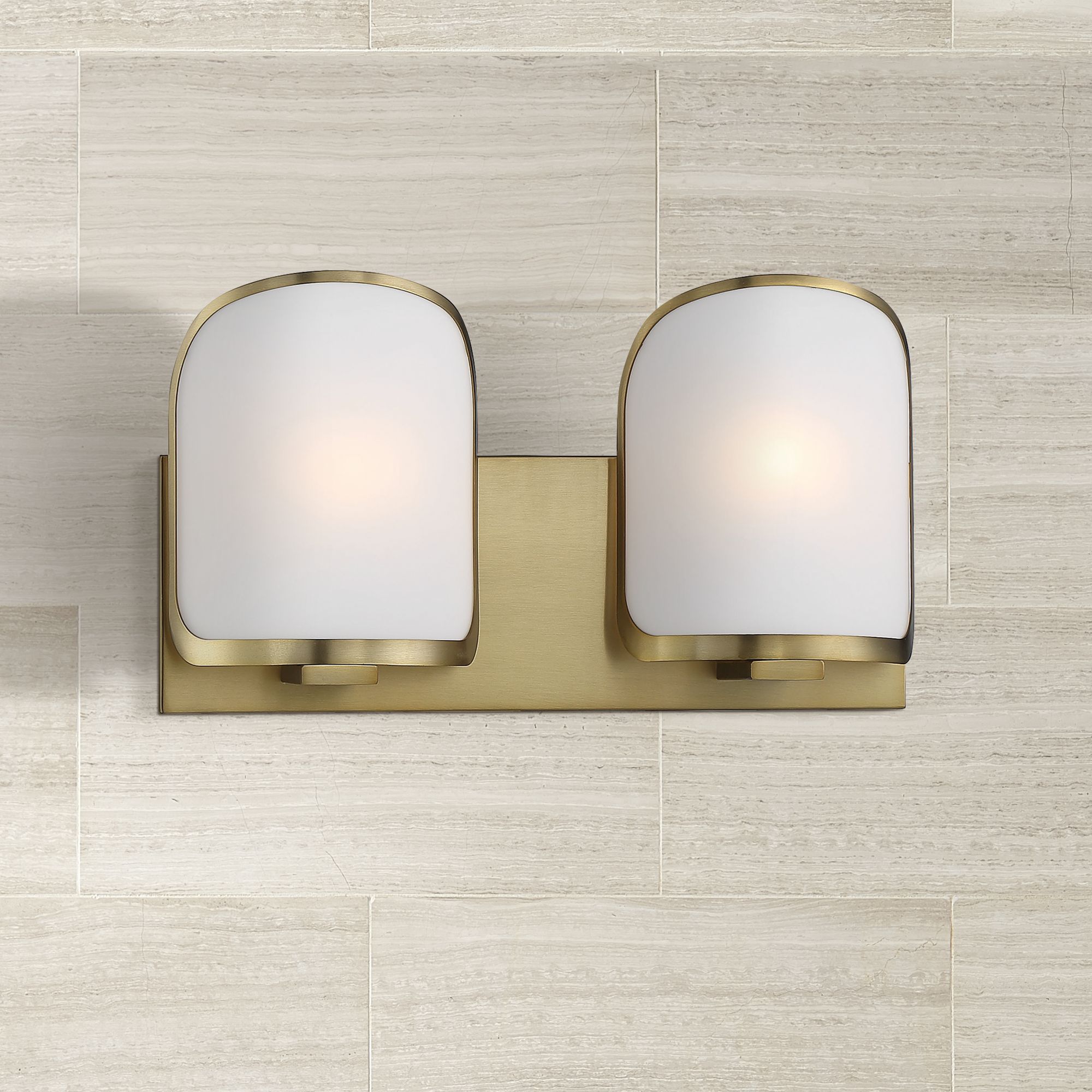 Thumbnail1 of Minka-Lavery Bishop Crossing 2-Light Soft Brass Vanity Light with Shade