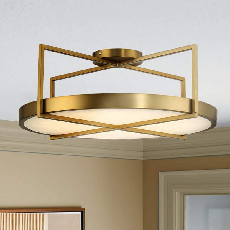 Image 1 Minka-Lavery Boada 1-Light LED Soft Brass Semi-Flush Mount