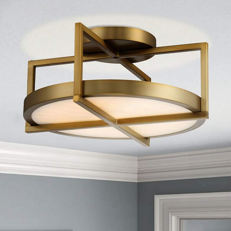 Image 1 Minka-Lavery Boada 14-inch Soft Brass Semi Flush Mount