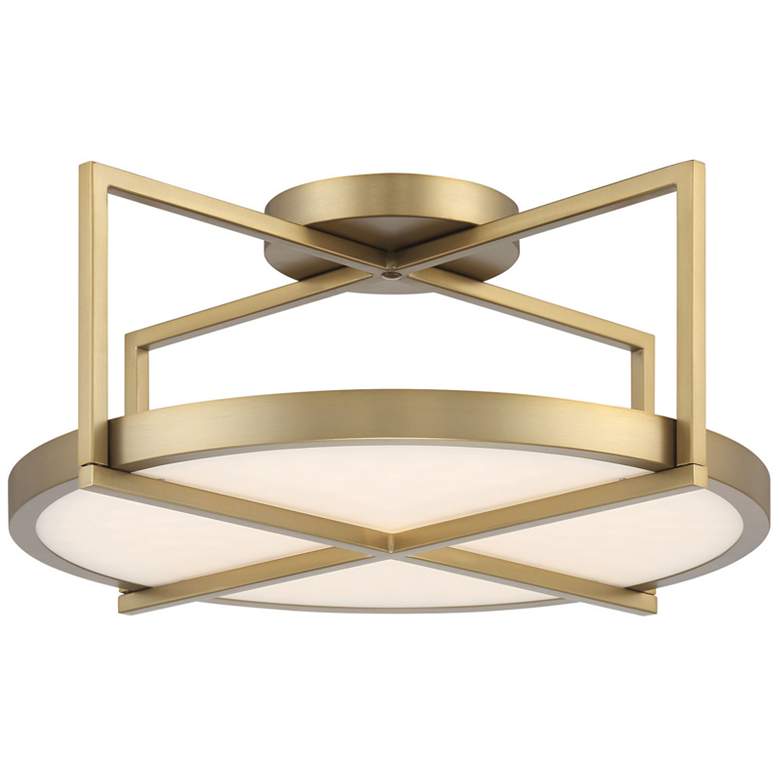 Image 6 Minka-Lavery Boada 18" Soft Brass Semi Flush Mount with White Faux more views