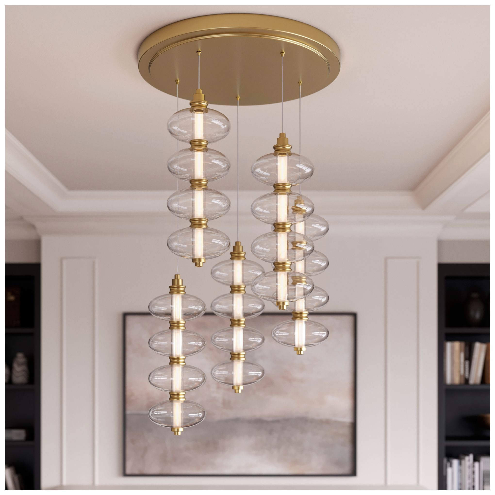 Thumbnail2 of Minka-Lavery Bollavino LED 20-in Pendant - Legacy Brass with Clear Glass more views
