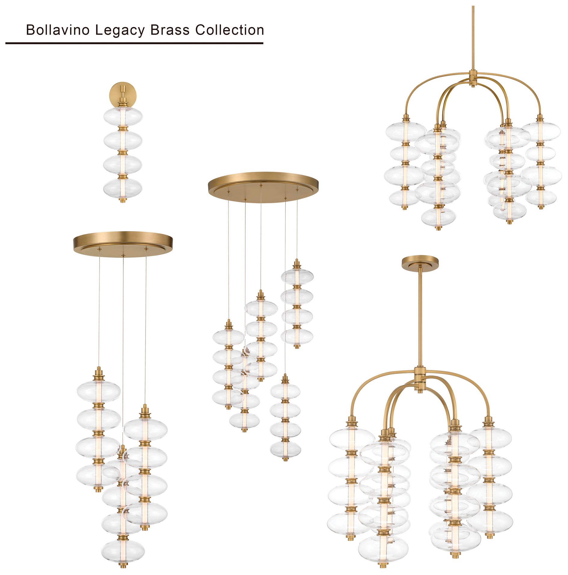 Minka-Lavery Bollavino LED 20-in Pendant - Legacy Brass with Clear Glass