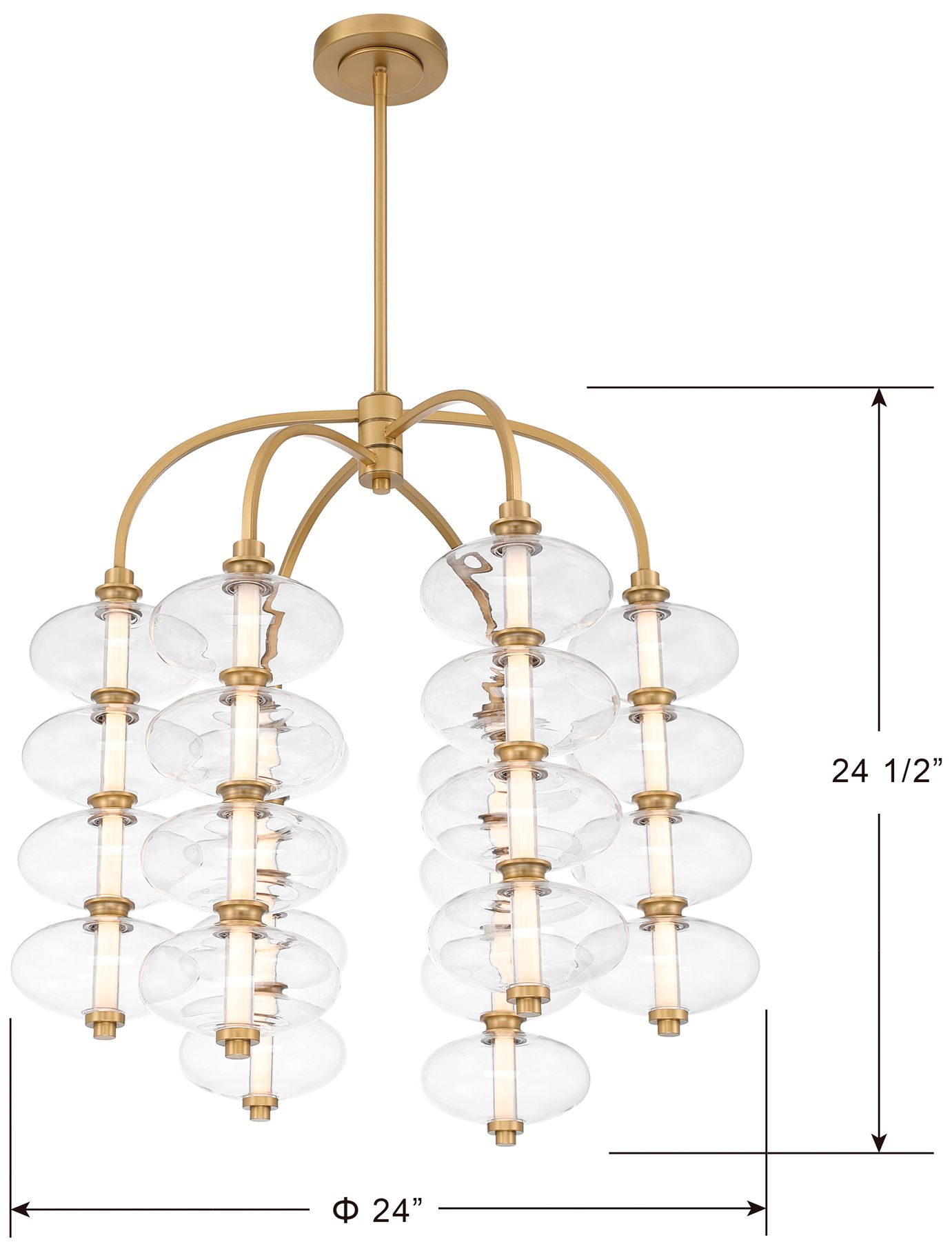 Minka-Lavery Bollavino LED 24-in Pendant - Legacy Brass with Clear Glass