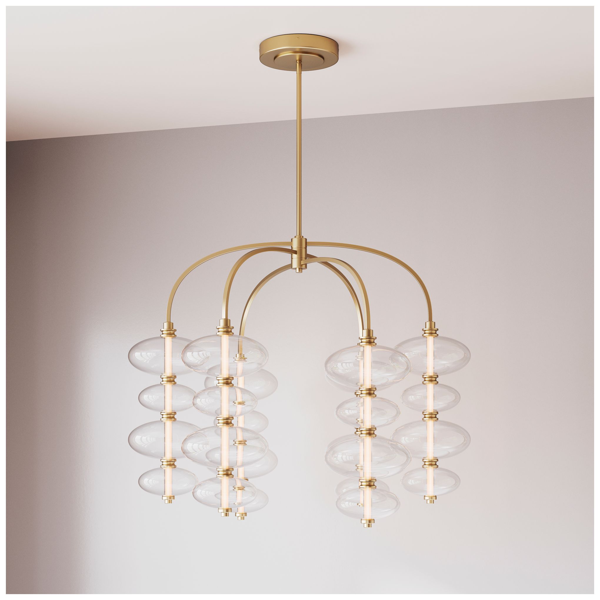 Thumbnail2 of Minka-Lavery Bollavino LED 34-in Chandelier - Legacy Brass with Clear Glass more views