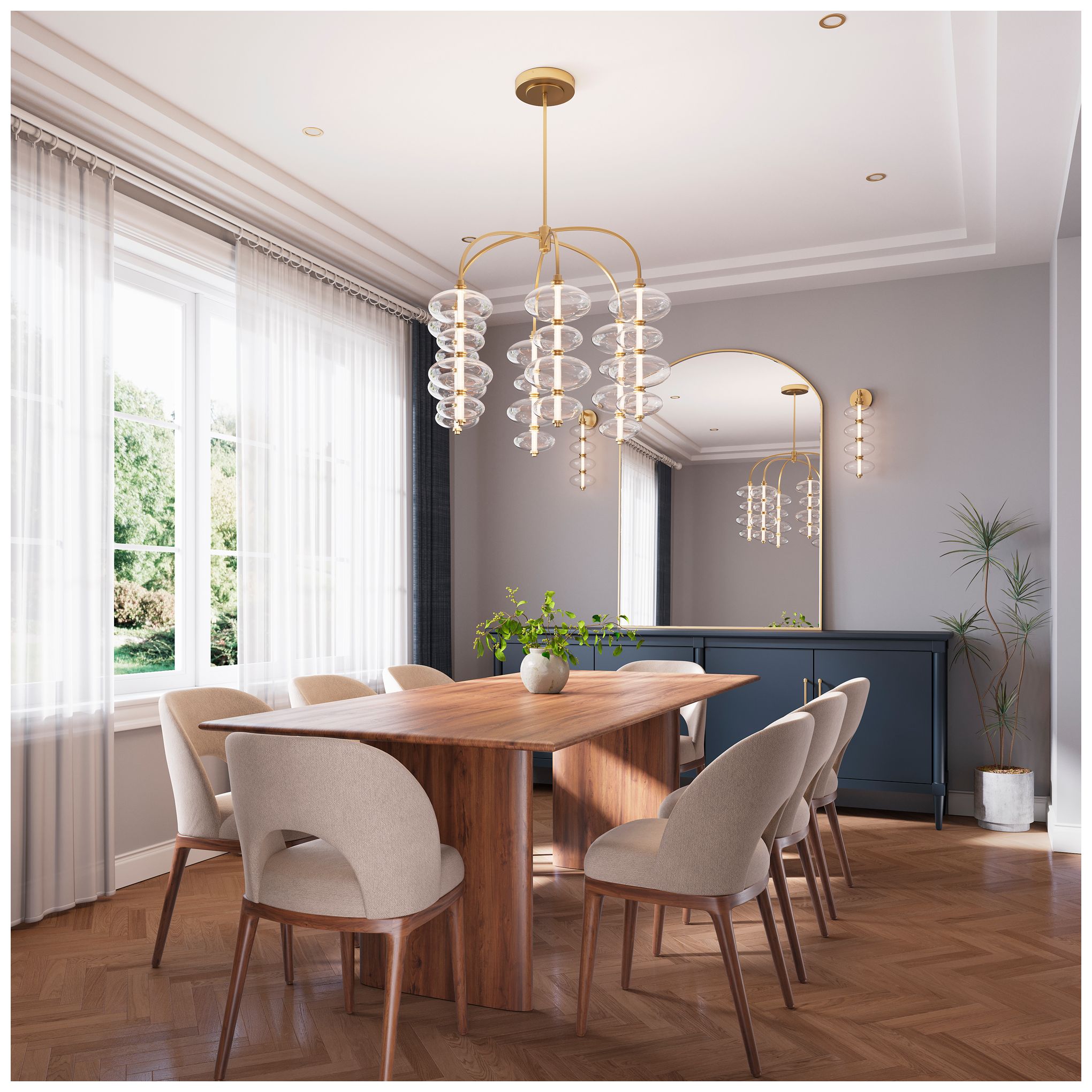 Thumbnail4 of Minka-Lavery Bollavino LED 34-in Chandelier - Legacy Brass with Clear Glass more views