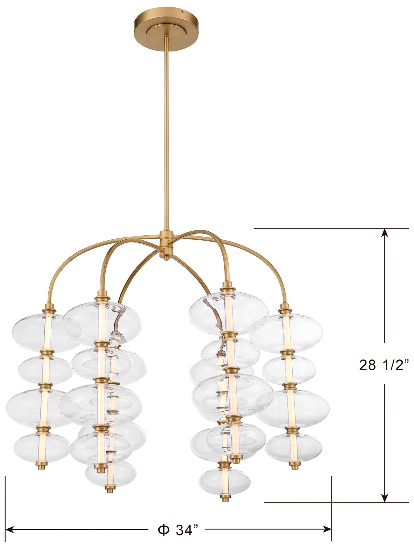 Minka-Lavery Bollavino LED 34-in Chandelier - Legacy Brass with Clear Glass