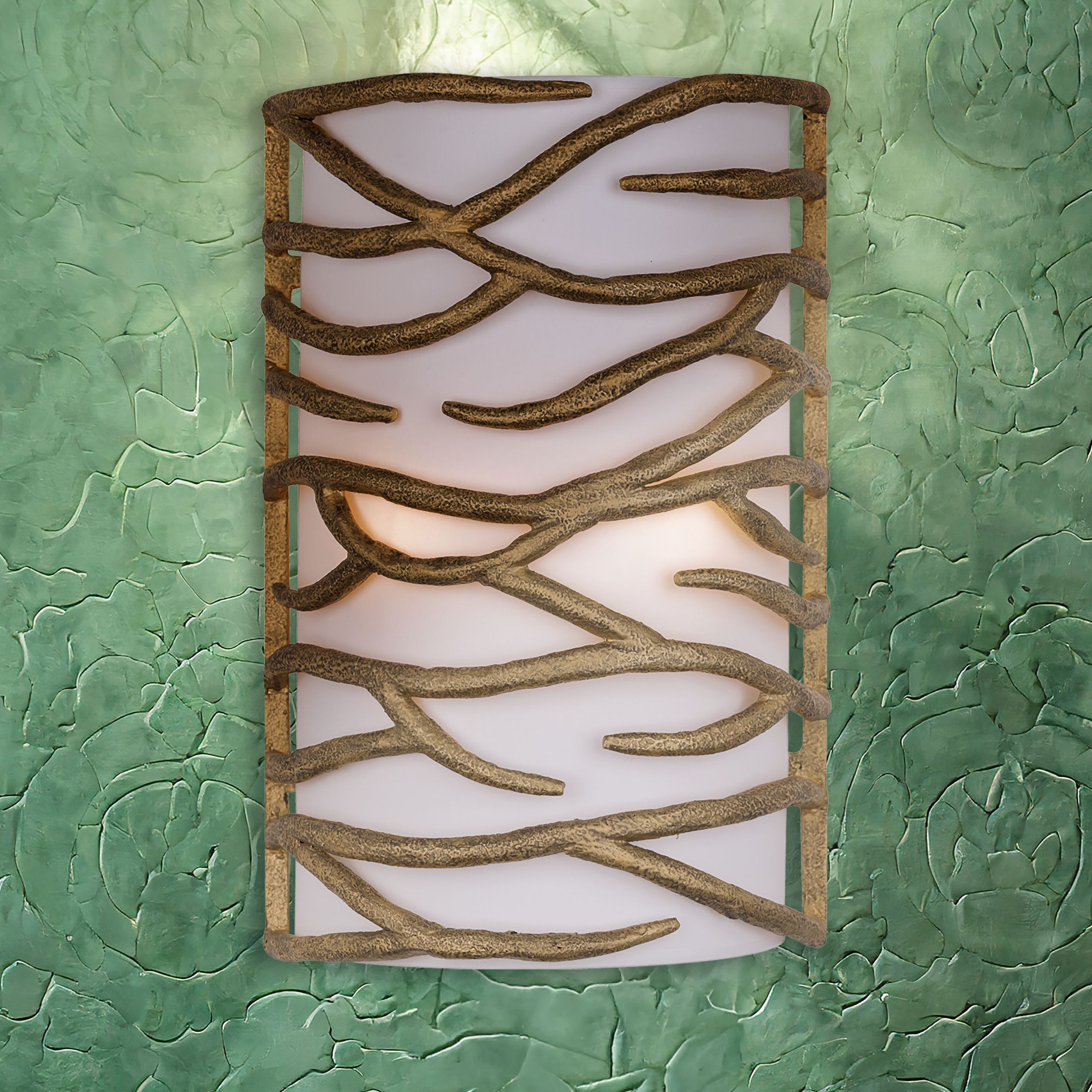 Thumbnail1 of Minka Lavery Branch Reality 2-Light Ashen Gold Wall Sconce with White Shade