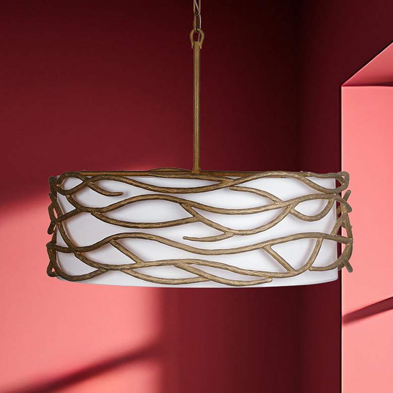Image 1 Minka Lavery Branch Reality 28" 6-Light Ashen White Shade Gold Pendant