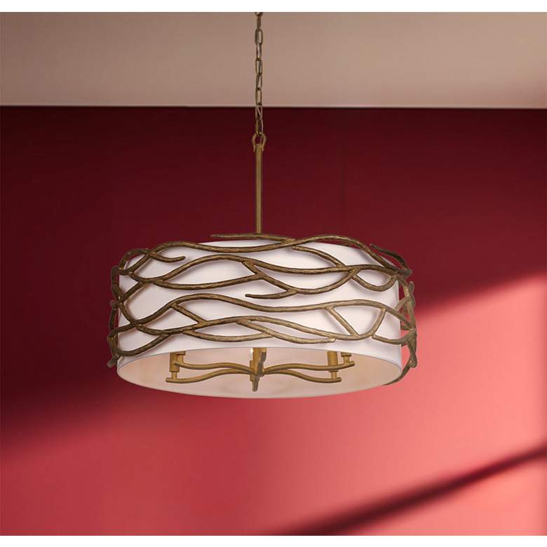 Image 6 Minka Lavery Branch Reality 28" 6-Light Ashen White Shade Gold Pendant more views