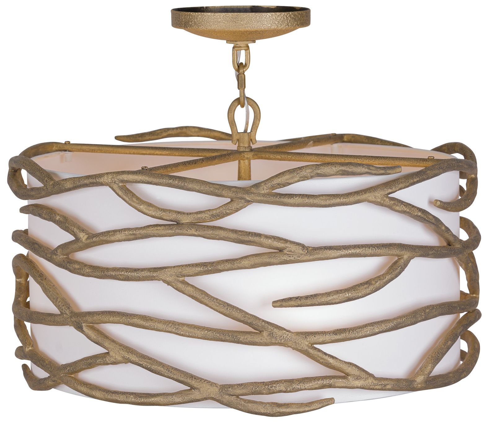 Image 2 Minka Lavery Branch Reality 4-Light Ashen Gold Semi-Flush with White Shade