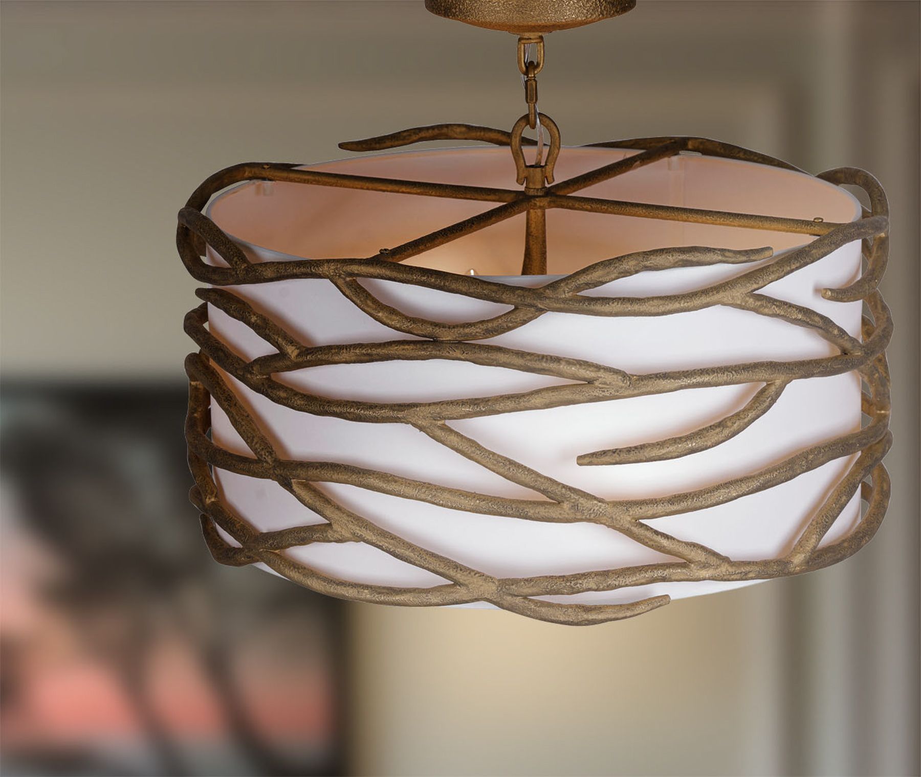 Image 3 Minka Lavery Branch Reality 4-Light Ashen Gold Semi-Flush with White Shade more views