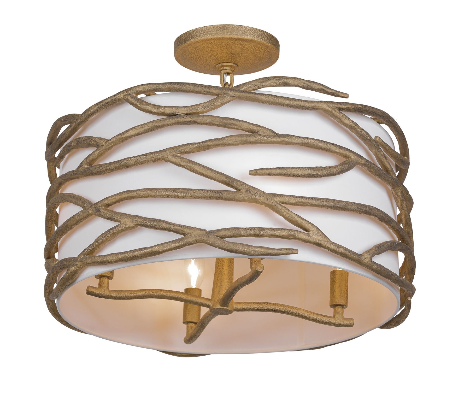 Image 4 Minka Lavery Branch Reality 4-Light Ashen Gold Semi-Flush with White Shade more views