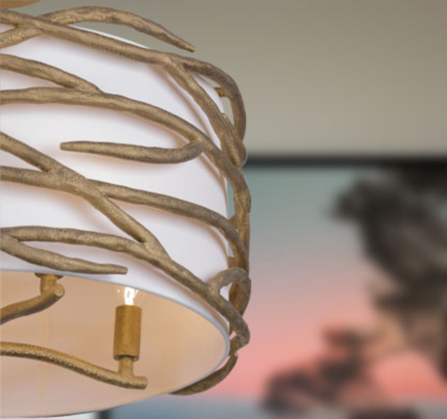 Image 7 Minka Lavery Branch Reality 4-Light Ashen Gold Semi-Flush with White Shade more views